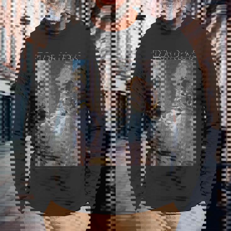 エドガー・ドガのアーティストとバレエフラットダンサー 長袖Tシャツ 高齢者への贈り物