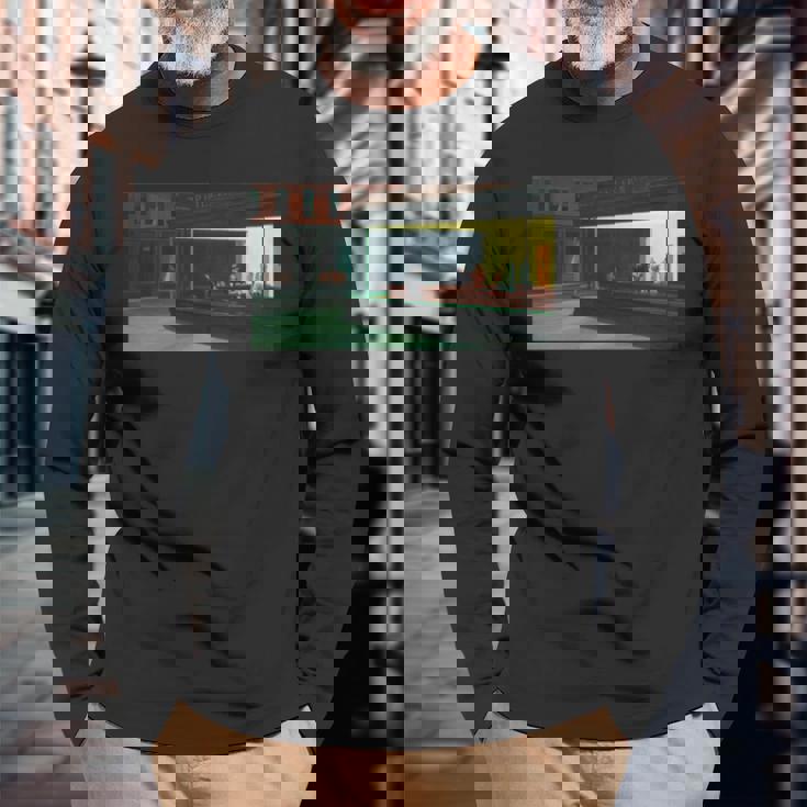 エドワードホッパーのナイトホークス 長袖tシャツ 長袖Tシャツ 高齢者への贈り物