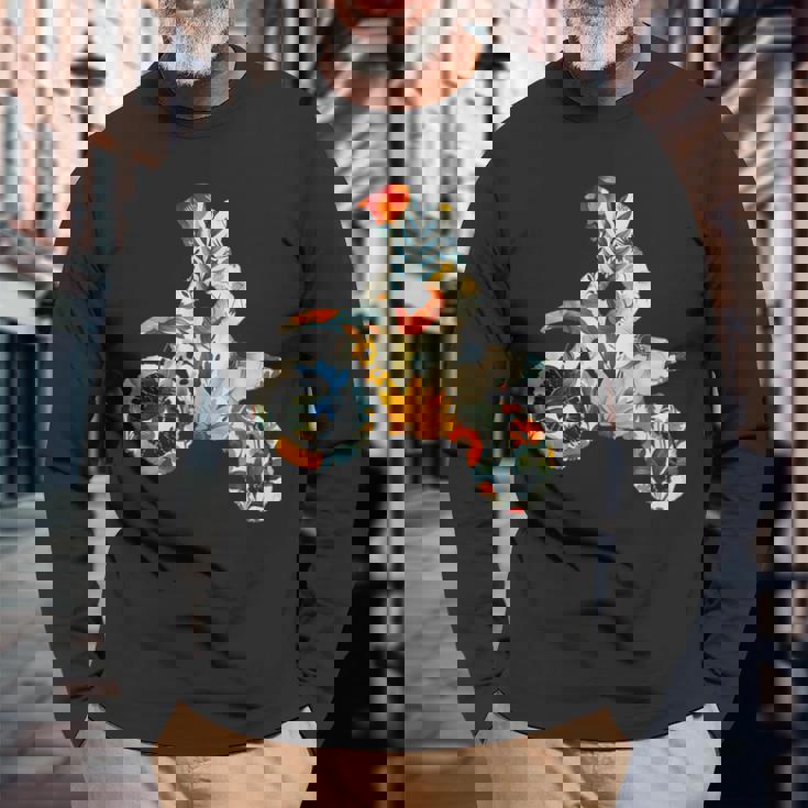 エレガントなシルエット フラワーアートピース フローラル モトクロス 長袖Tシャツ 高齢者への贈り物