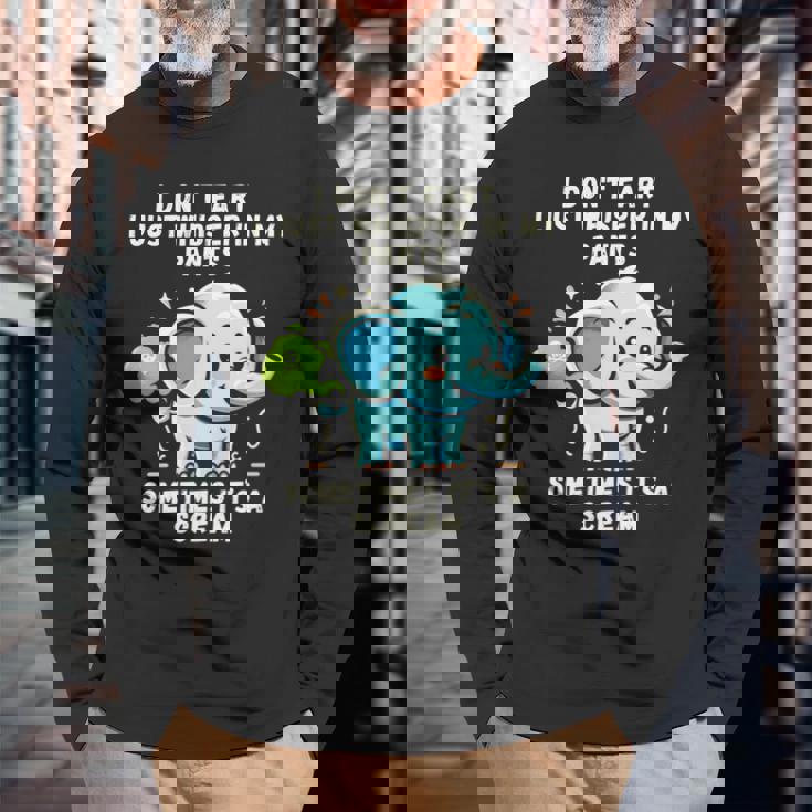 エレファントおならしないよ時々ズボンの中でささやくだけ 長袖tシャツ 長袖Tシャツ 高齢者への贈り物