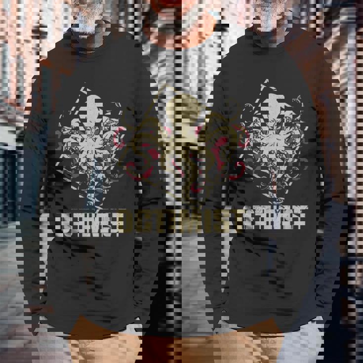 オクチミスト タコ オクトパス クラーケン イカ 長袖Tシャツ 高齢者への贈り物