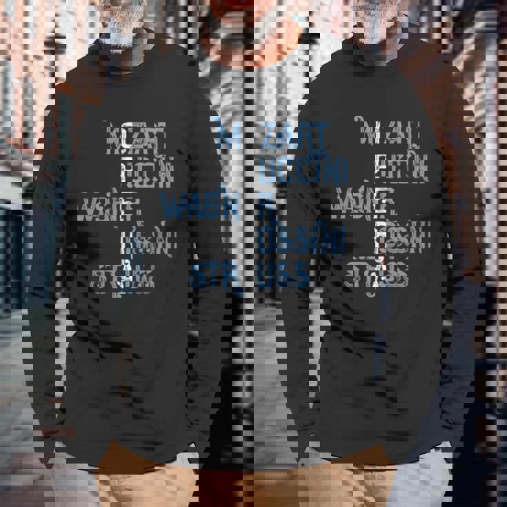 オペラ好きのギフト モーツァルト プッチーニ ワーグナー ロッシーニ シュトラウス 長袖tシャツ 長袖Tシャツ 高齢者への贈り物