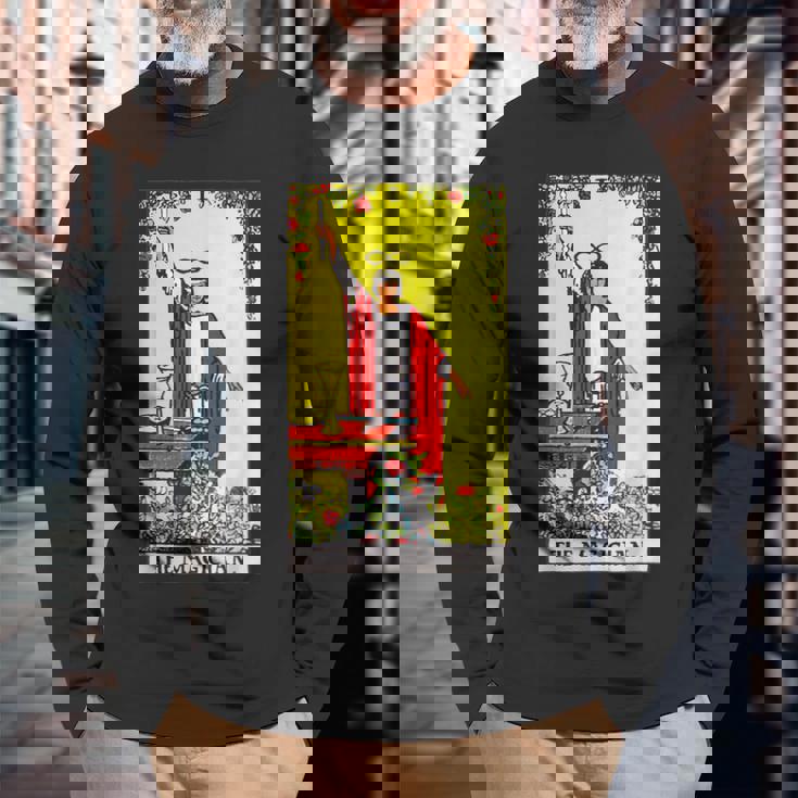 オリジナルrider Waite Deckからのマジシャンビンテージタロットカード 長袖Tシャツ 高齢者への贈り物