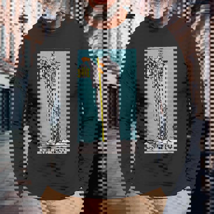 オリジナルのrider Waite Deckからの隠者ビンテージタロットカード 長袖Tシャツ 高齢者への贈り物