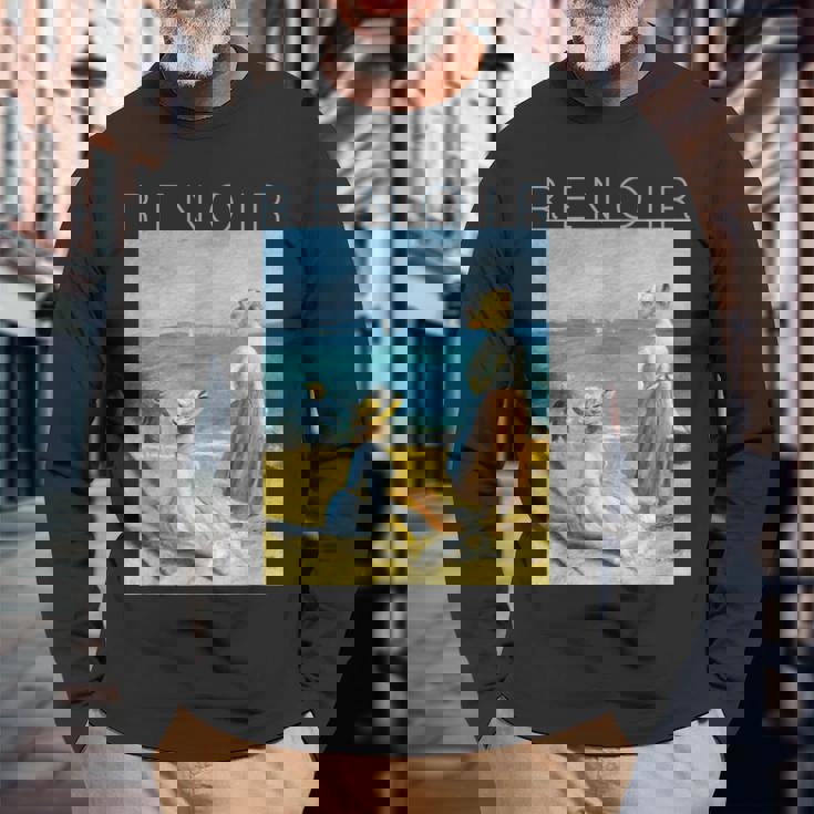 オーギュスト・ルノワール ビーチのフィギュア 長袖Tシャツ 高齢者への贈り物