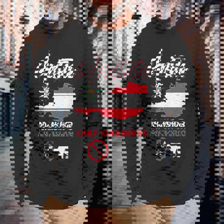 オーストリアのカンガルーなし オーストリアのカンガルーなし 長袖tシャツ 長袖Tシャツ 高齢者への贈り物