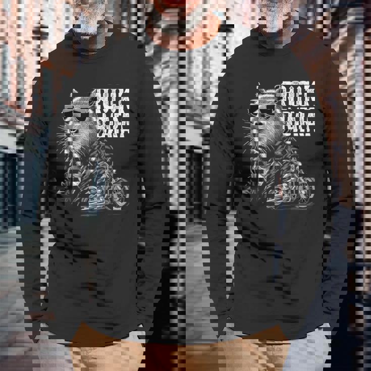 オートバイ げっ歯類 ロック メンズ カピバラ 長袖Tシャツ 高齢者への贈り物