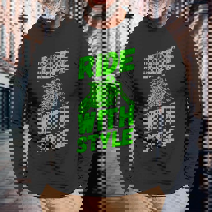 オートバイファンのためのスタイルヴィンテージ引用で乗る 長袖Tシャツ 高齢者への贈り物