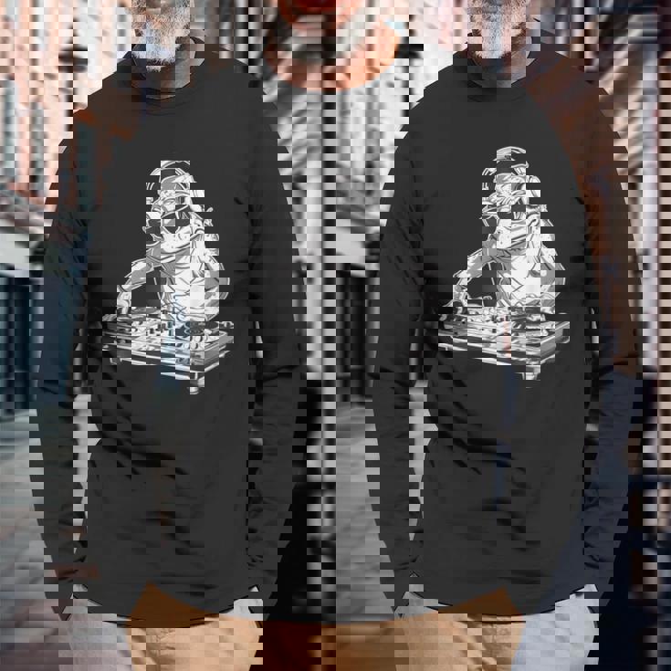 カエル 音楽 Dj 音楽プロデューサー ターンテーブル Dj カエル ビートメーカー 長袖Tシャツ 高齢者への贈り物