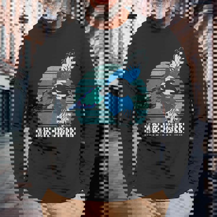 カササギ 鳥 動物 翼 バードウォッチング バーダー アウトドア 野鳥観察 長袖Tシャツ 高齢者への贈り物