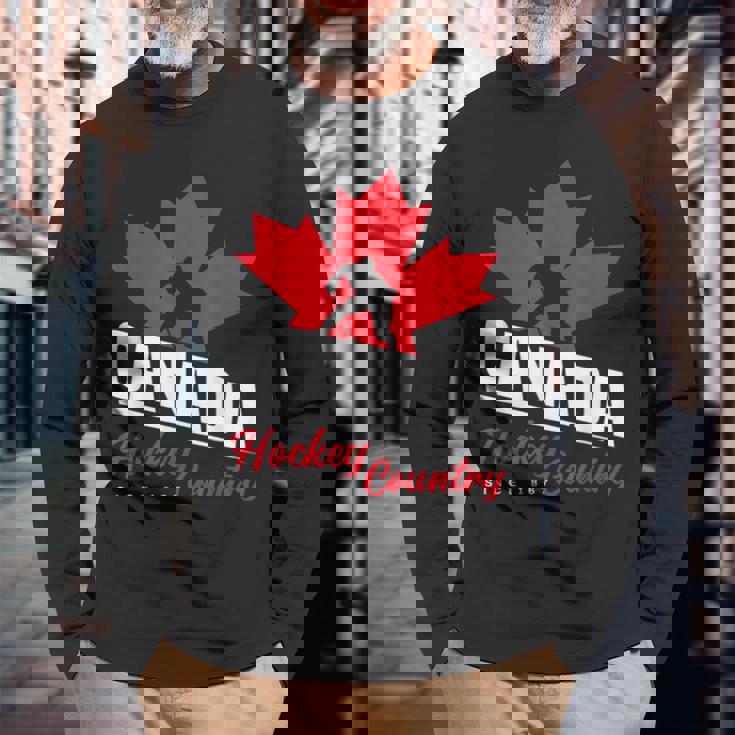 カナダホッケー メープルリーフ アイスホッケー選手 カナダ 長袖Tシャツ 高齢者への贈り物
