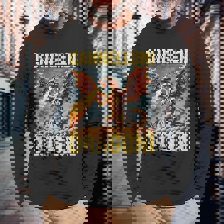 カネロニ・ドラゴニ イタリアン ブレイン モンスターズ Ai パスタドラゴン 長袖Tシャツ 高齢者への贈り物