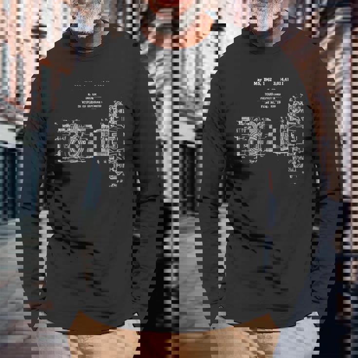 カメラ 青写真 ビンテージ 特許 写真 写真 写真 長袖Tシャツ 高齢者への贈り物