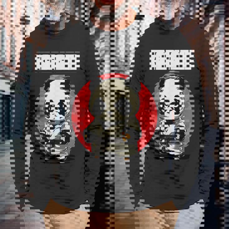 カラテカと空手パンダ 長袖Tシャツ 高齢者への贈り物