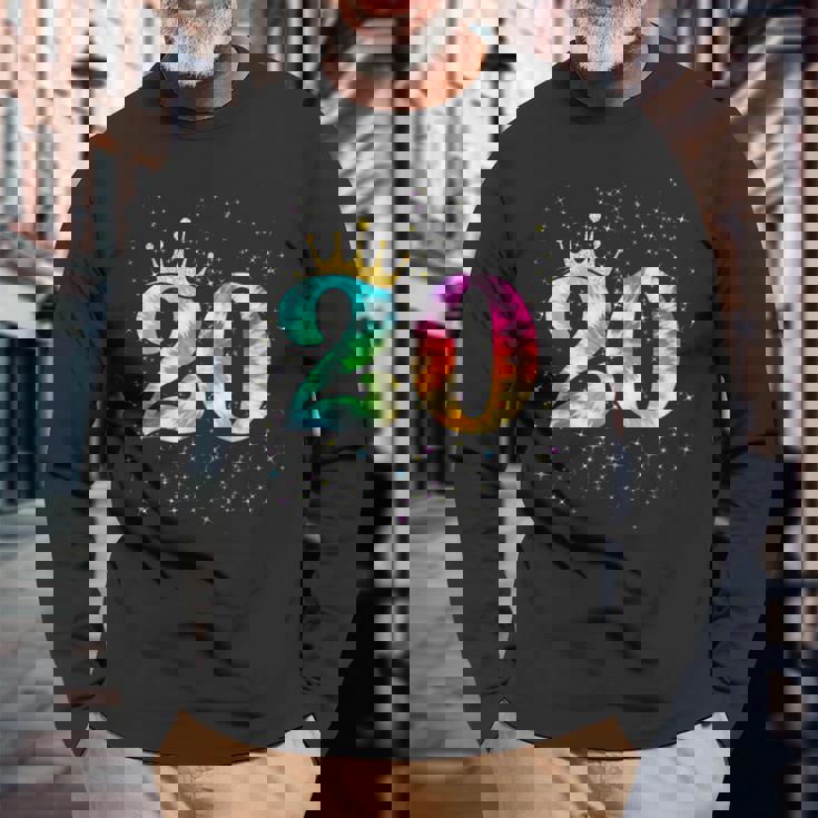 カラフルな絞り染め 20歳の女児 20歳の誕生日 長袖Tシャツ 高齢者への贈り物