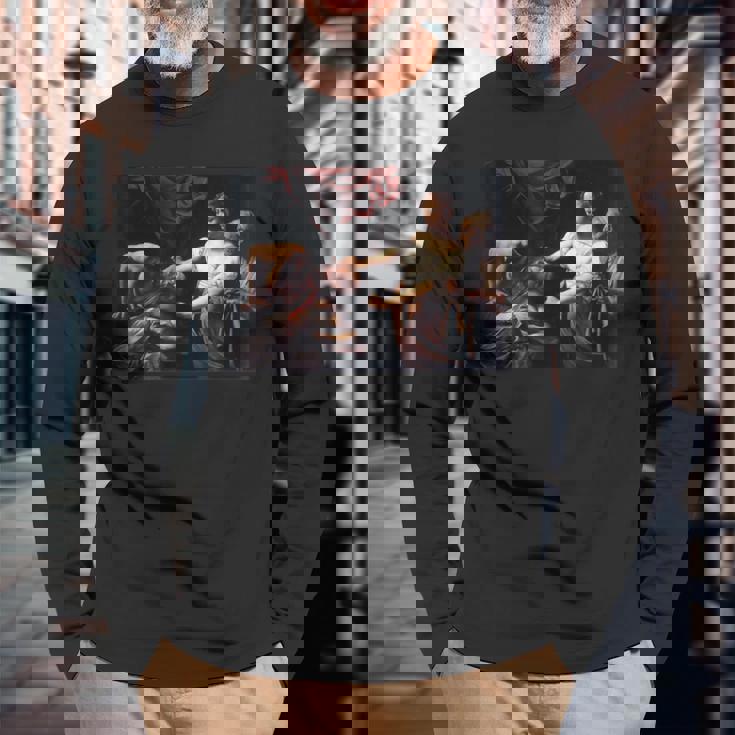 カラヴァッジョのジュディス・ホロフェルネス 長袖Tシャツ 高齢者への贈り物