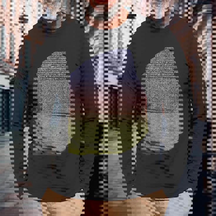 カラーロゼッタストーン 象形文字 ギリシャ デモティックス 長袖Tシャツ 高齢者への贈り物