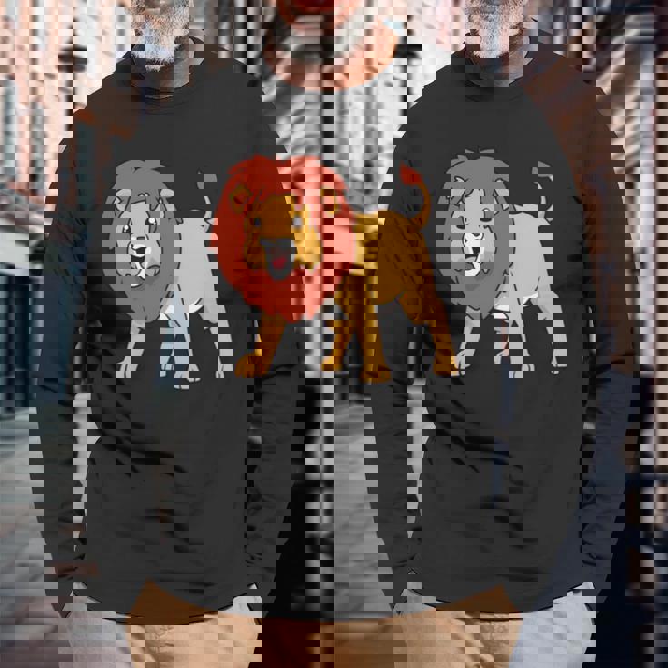 カワイイライオン 長袖tシャツ 長袖Tシャツ 高齢者への贈り物