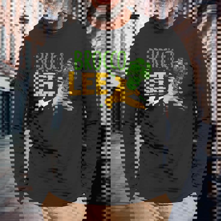 カンフー ブロッコリー ブロッコリー ビーガン 野菜 長袖Tシャツ 高齢者への贈り物