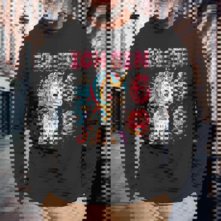 キッズ Kinder Ich Binchon 6 誕生日 ユニコーン 6歳 長袖Tシャツ 高齢者への贈り物