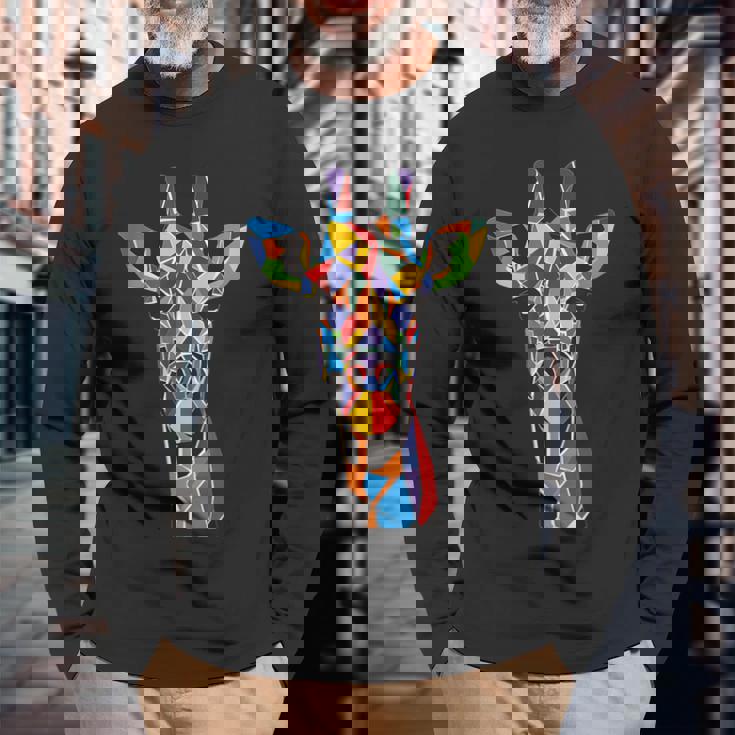 キリン 幾何学 長袖Tシャツ 高齢者への贈り物