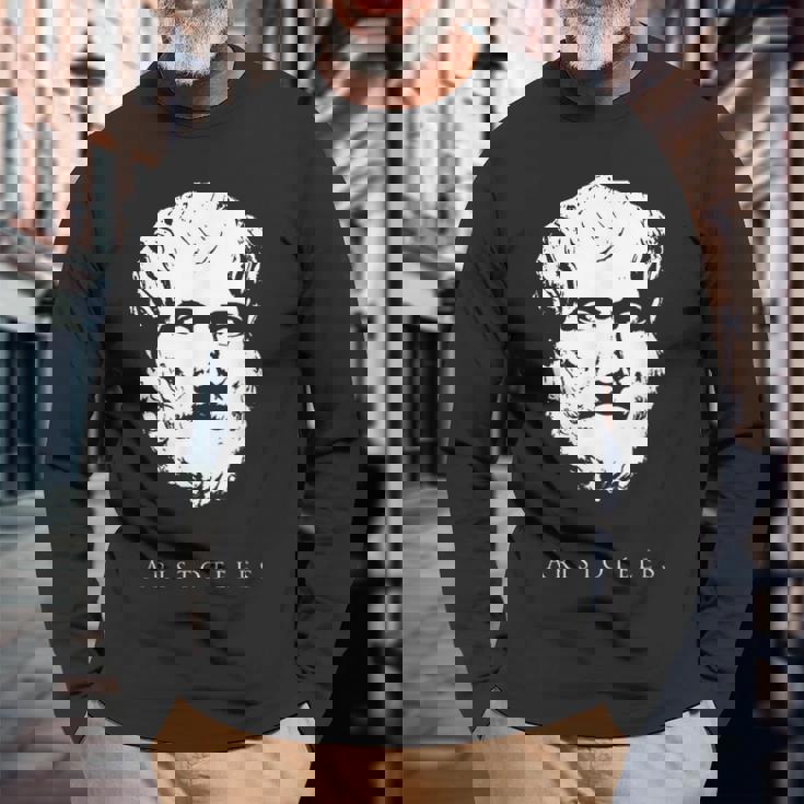 ギリシャ古代アリストテレス哲学 Aristotle Philosophy Greek Philosopher 長袖Tシャツ 高齢者への贈り物