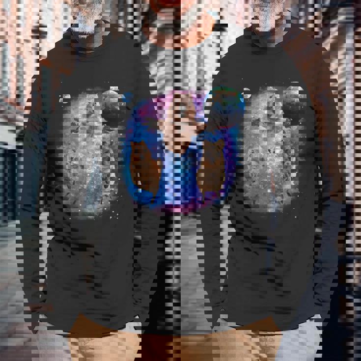 クオッカ、宇宙のクオッカ、オーストラリアの動物クオッカ 長袖Tシャツ 高齢者への贈り物