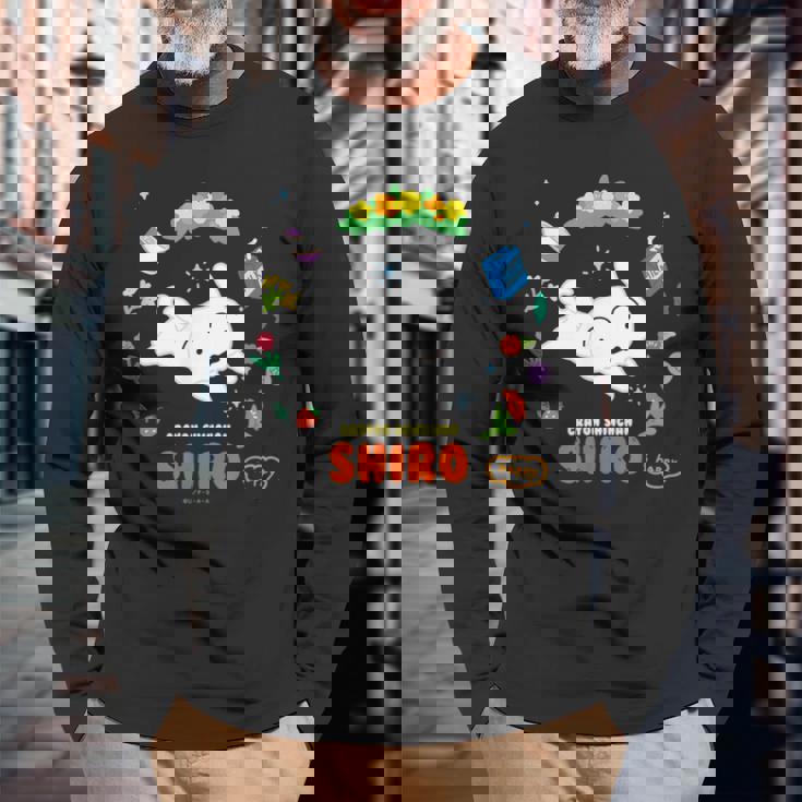 クレヨンしんちゃん Happyシロ フラワーリング 長袖Tシャツ 高齢者への贈り物