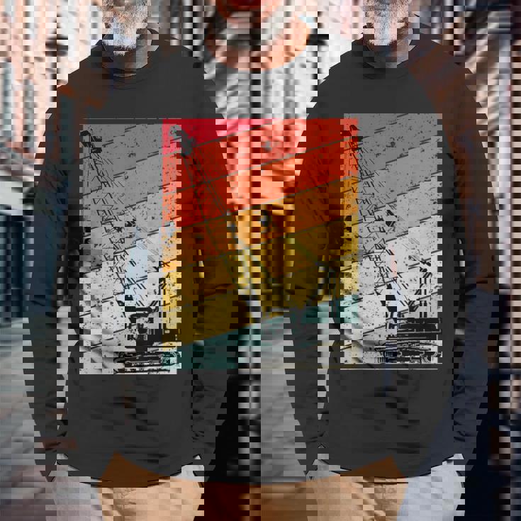 クレーン オペレーター 重機 おもしろい 建設 クレーン 長袖Tシャツ 高齢者への贈り物