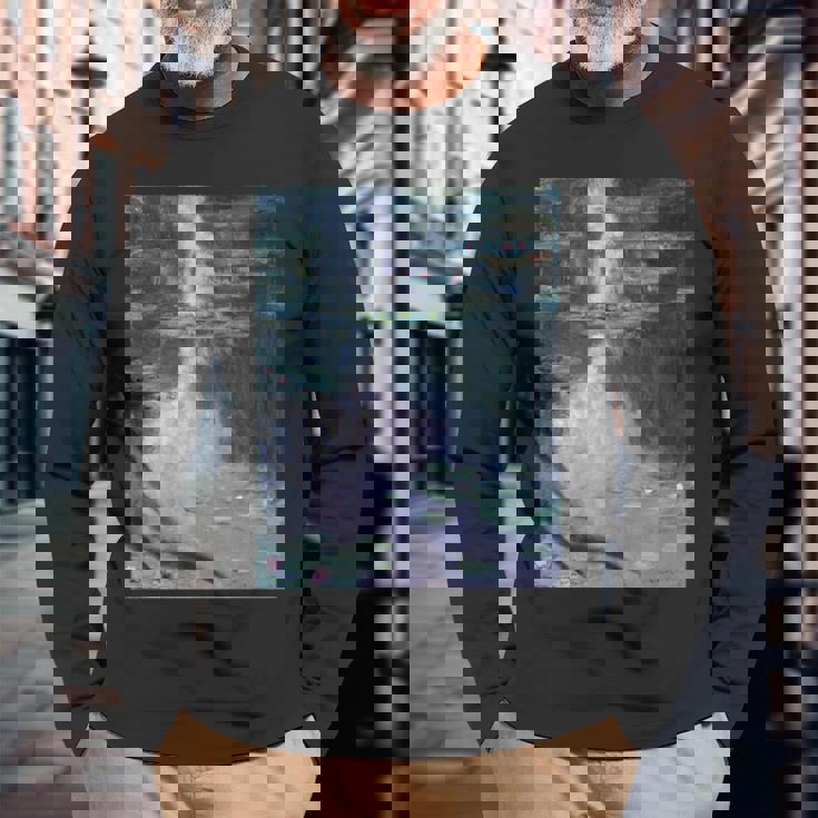 クロード・モネの睡蓮 長袖tシャツ 長袖Tシャツ 高齢者への贈り物