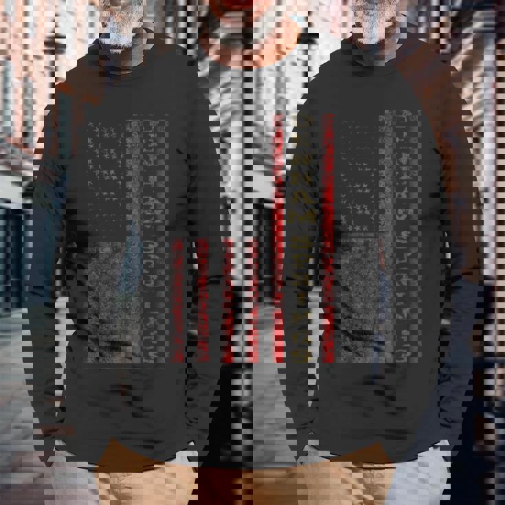 クールな愛国的なデンハム・スプリングス Usa 米国旗のギフトアイデア 長袖Tシャツ 高齢者への贈り物