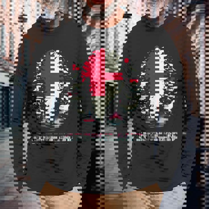 グリーンランドフラッグシャツ、グリーンランドマップ、グリーンランド、レディース、メンズ。 長袖Tシャツ 高齢者への贈り物