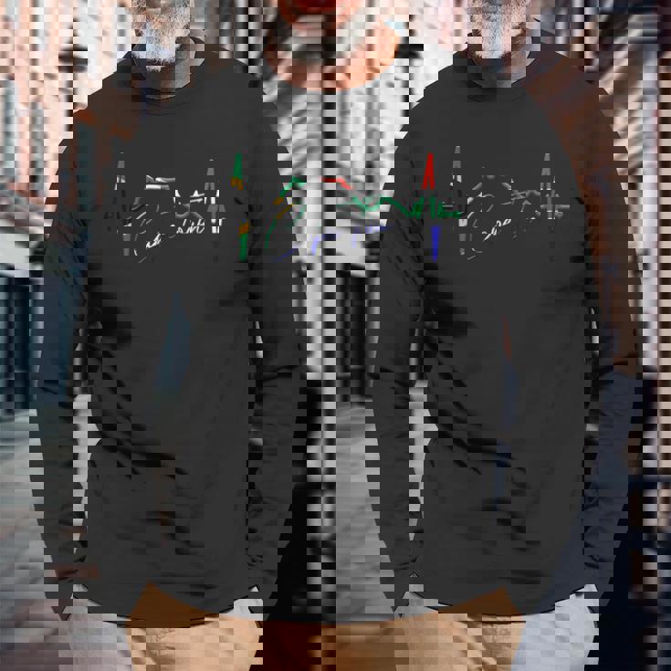 ケープタウン スカイライン ハートビート ケープタウン 南アフリカ テーブルマウンテンi Love Cape Town 長袖Tシャツ 高齢者への贈り物