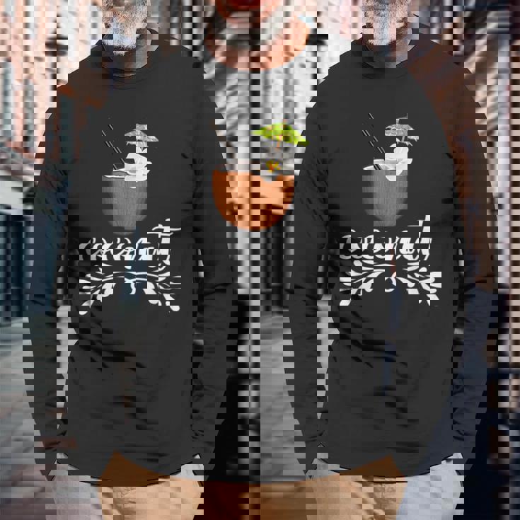 ココナッツ サマーフルーツ おもしろココナッツ 長袖Tシャツ 高齢者への贈り物