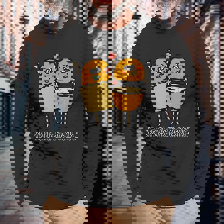 コロッケが好き 長袖Tシャツ 高齢者への贈り物