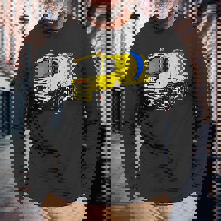 コンクリートミキサー車 長袖Tシャツ 高齢者への贈り物