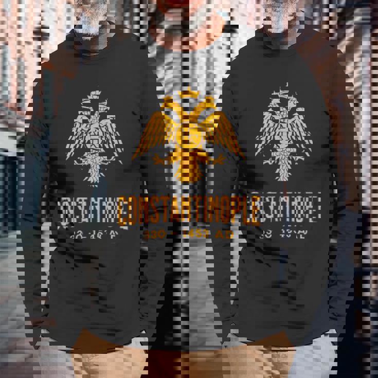 コンスタンティノープル ビザンツ帝国のシンボル 長袖Tシャツ 高齢者への贈り物