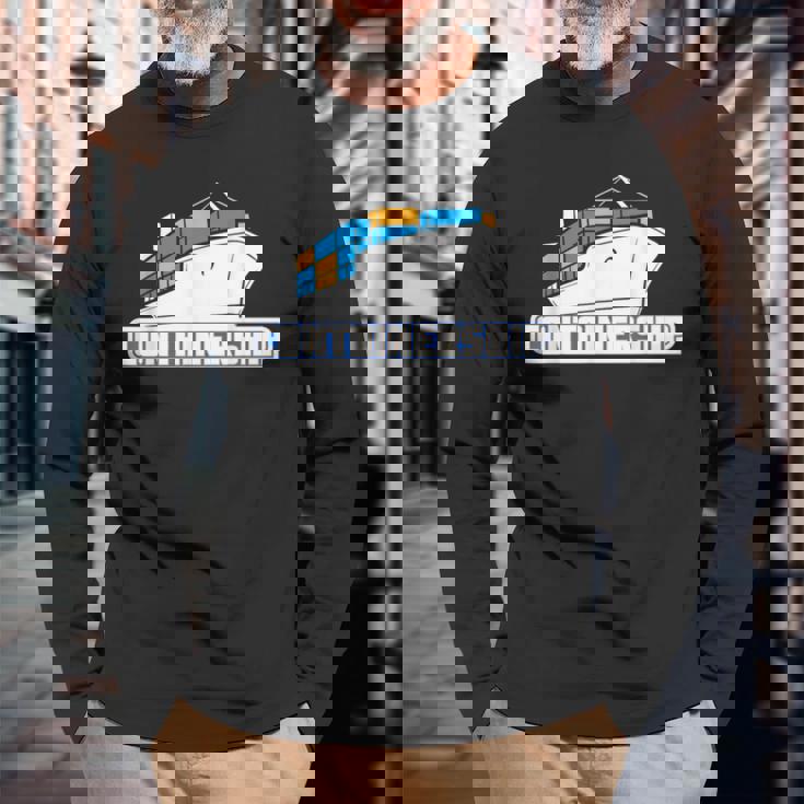 コンテナシップ船 船長 船員 船員 マリナー 船員 船員 長袖Tシャツ 高齢者への贈り物