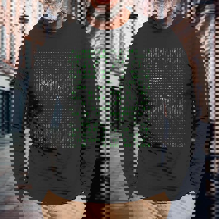 コーディングコードプログラムプログラマー 長袖Tシャツ 高齢者への贈り物