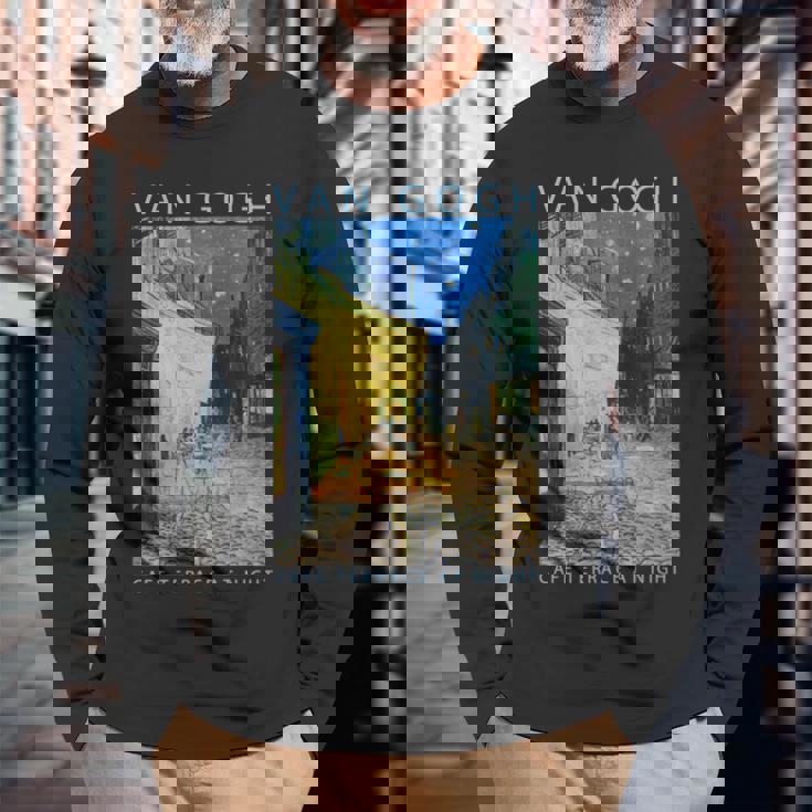 ゴッホ 面白いtシャツ アート 夜のカフェテラス 印象派 絵画 メンズ レディース 面白い 服 美術 油彩画 長袖tシャツ 長袖Tシャツ 高齢者への贈り物