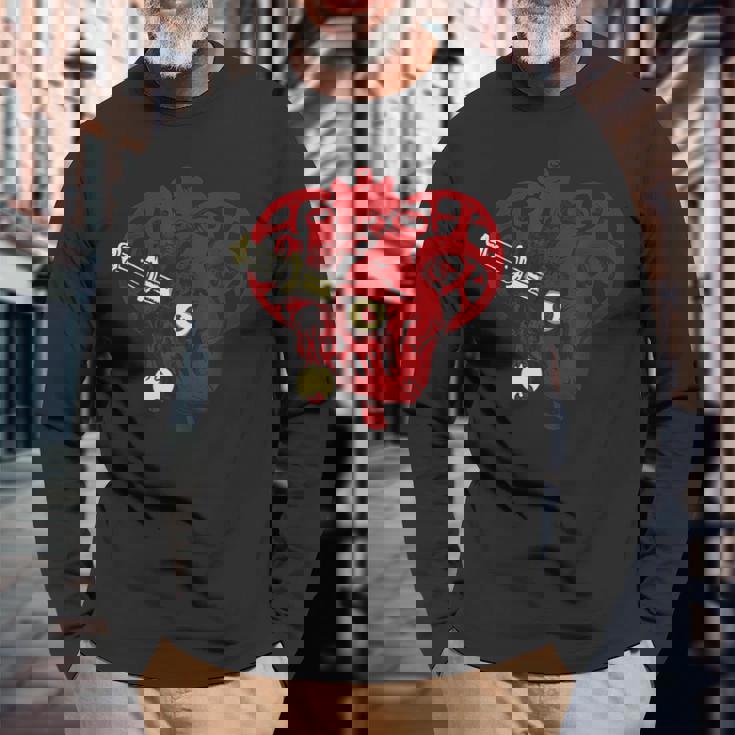 サイコビリー ホラー パンクロック Hr アンデッドハート 長袖Tシャツ 高齢者への贈り物