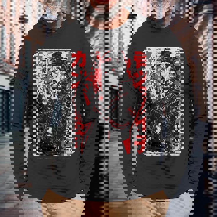 サイバーパンク パンクガール 日本のストリートウェア 長袖Tシャツ 高齢者への贈り物