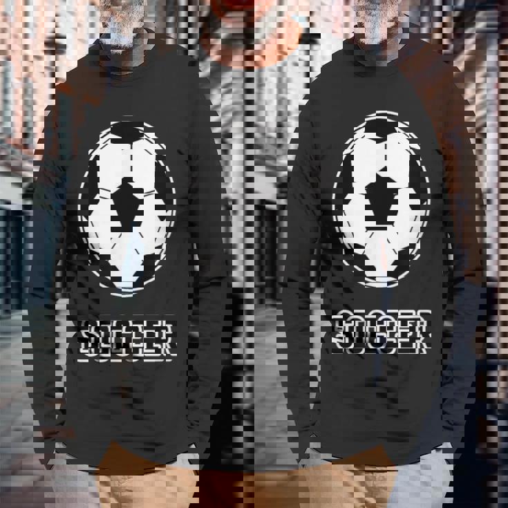 サッカー（サッカー部）Soccer 部活 クラブ【サッカーボール】スポーツ フットボール グッズ ウェア イラスト 長袖Tシャツ 高齢者への贈り物