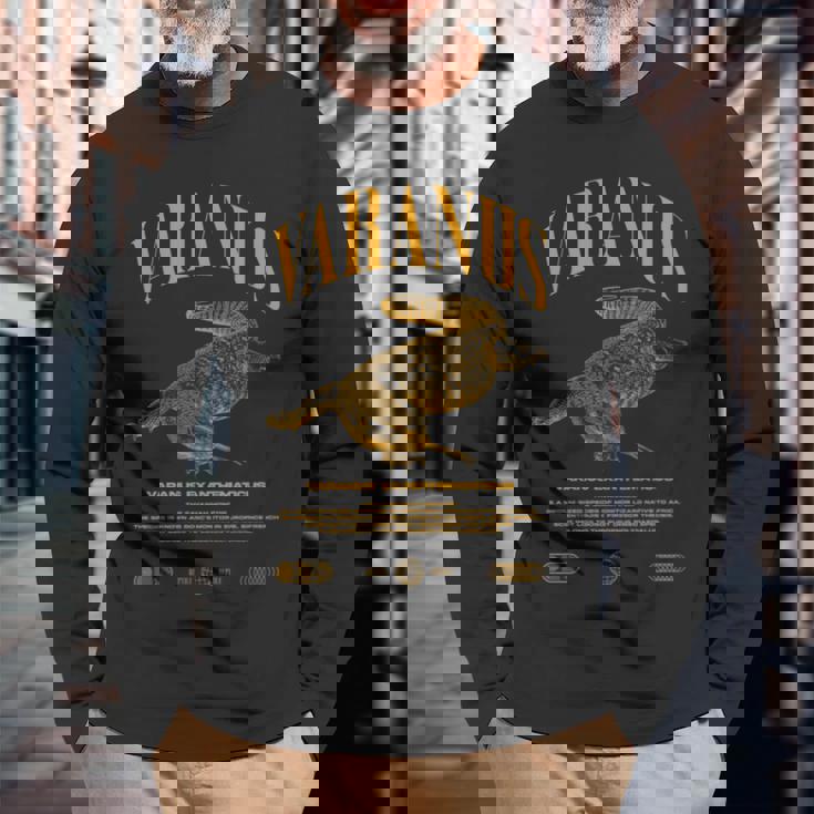 サバンナモニターモダンストリートウェアの爬虫類のキーパー 長袖tシャツ 長袖Tシャツ 高齢者への贈り物