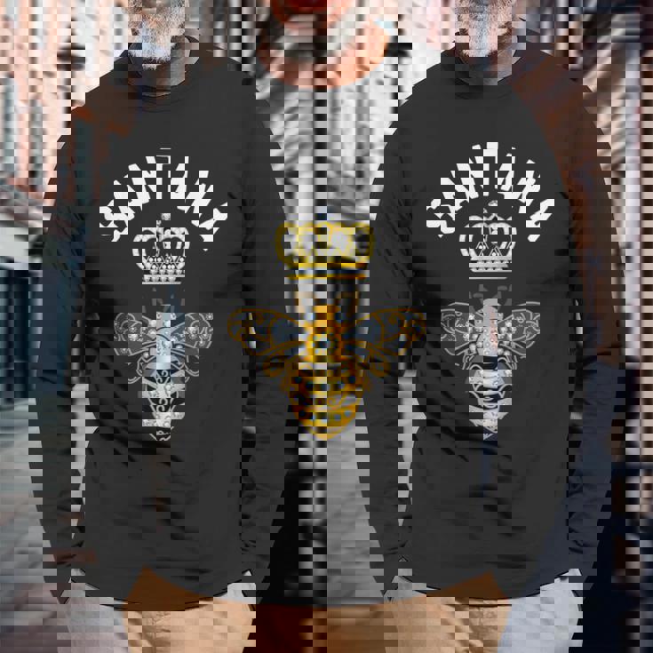 サンタナ 名前 サンタナ 誕生日プレゼント 女王 王冠 蜂 サンタナ 長袖Tシャツ 高齢者への贈り物