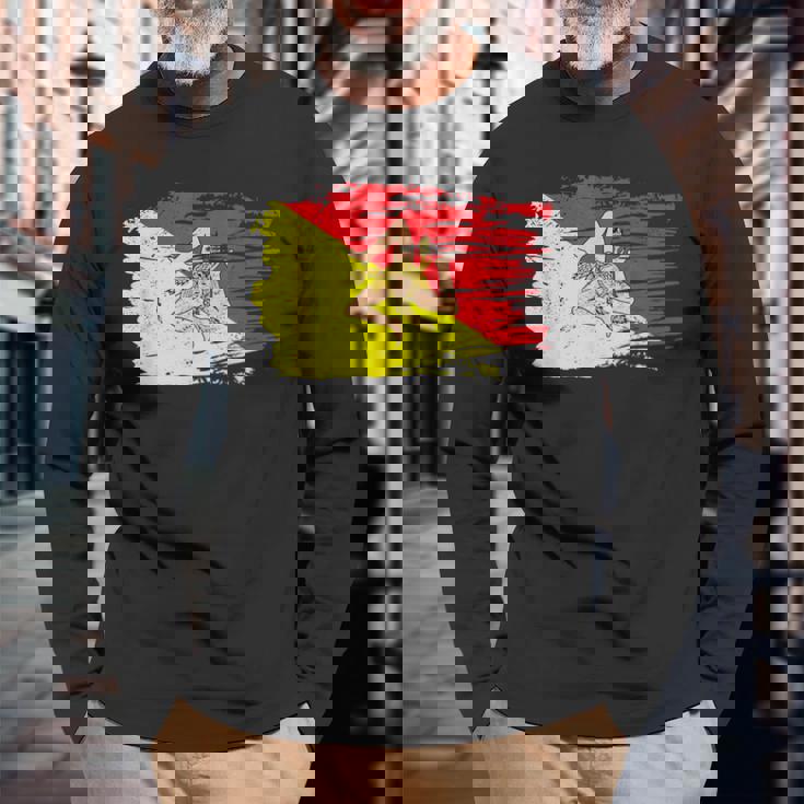 シチリア国旗 シチリア州パレルモ イタリア 長袖Tシャツ 高齢者への贈り物