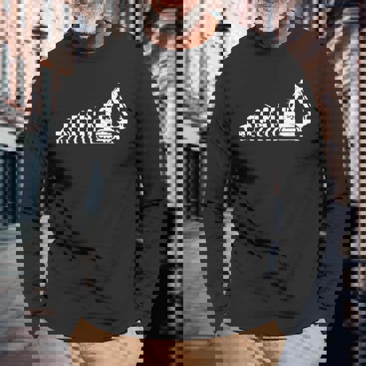 ショベルドライバー進化重機オペレーター 長袖Tシャツ 高齢者への贈り物