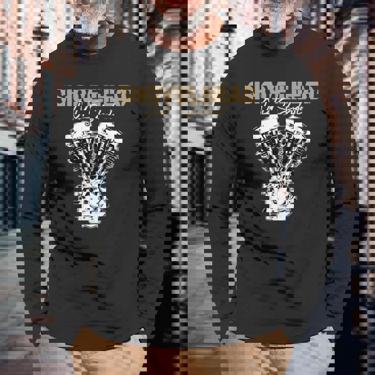 ショベルヘッド チョッパー ボバー オートバイ バイカー オールドスクール Hd 長袖Tシャツ 高齢者への贈り物