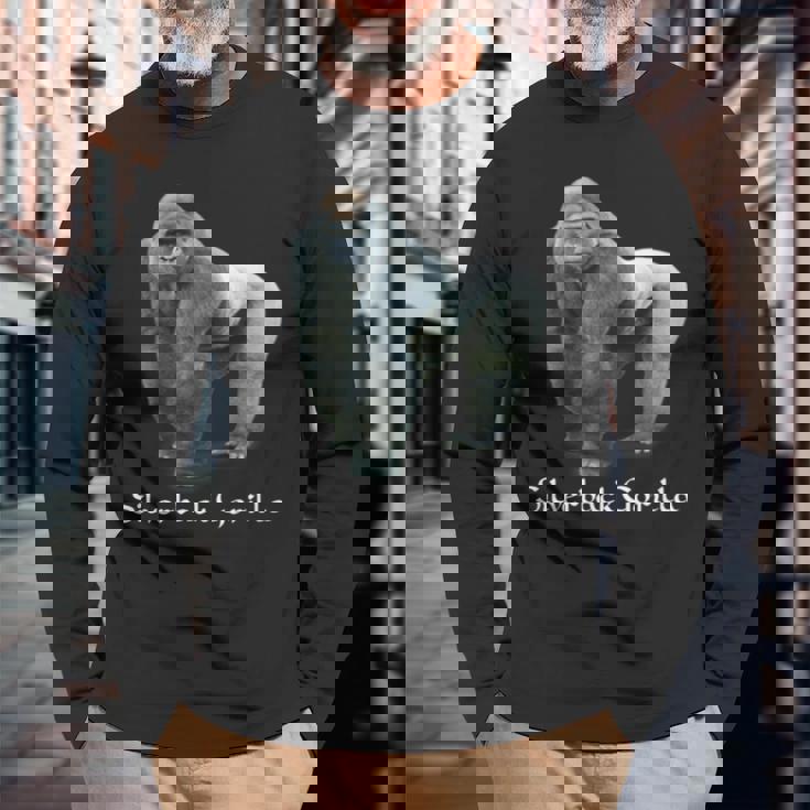 シルバーバック ゴリラ 長袖Tシャツ 高齢者への贈り物