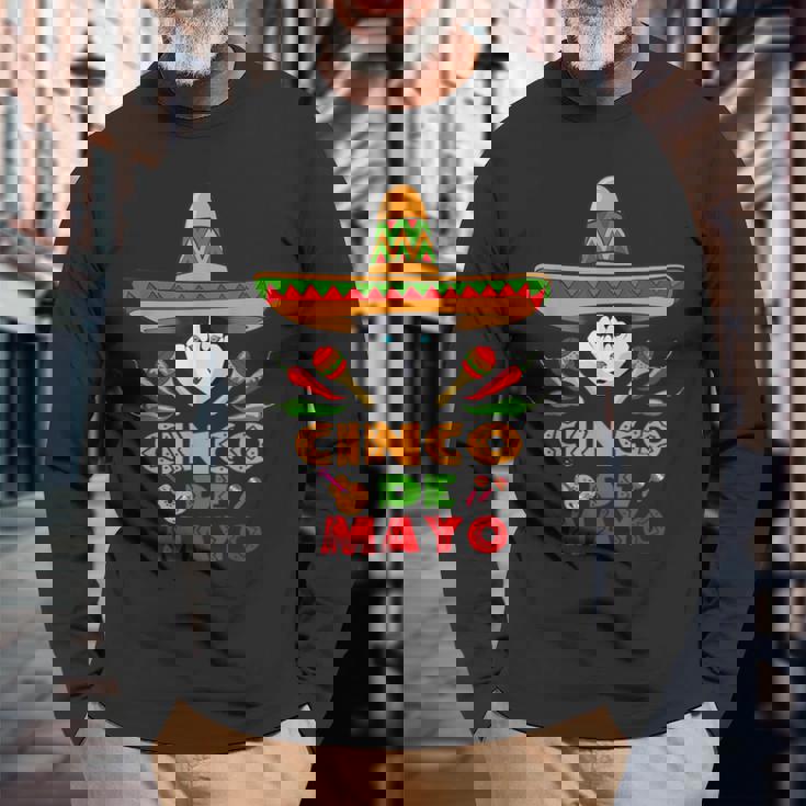 シンコ・デ・マヨ シンコ・デ・マヨのシベリアン・ハスキーの面白い犬 長袖Tシャツ 高齢者への贈り物